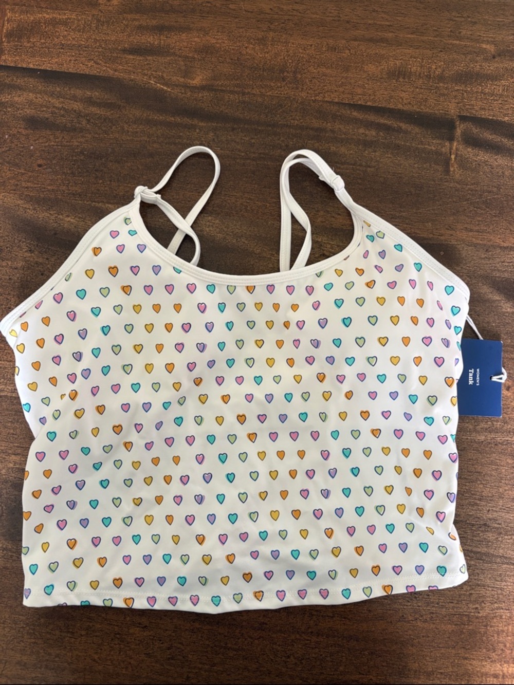 Roller Rabbit White Crop Tank with Multicolor Heart Print